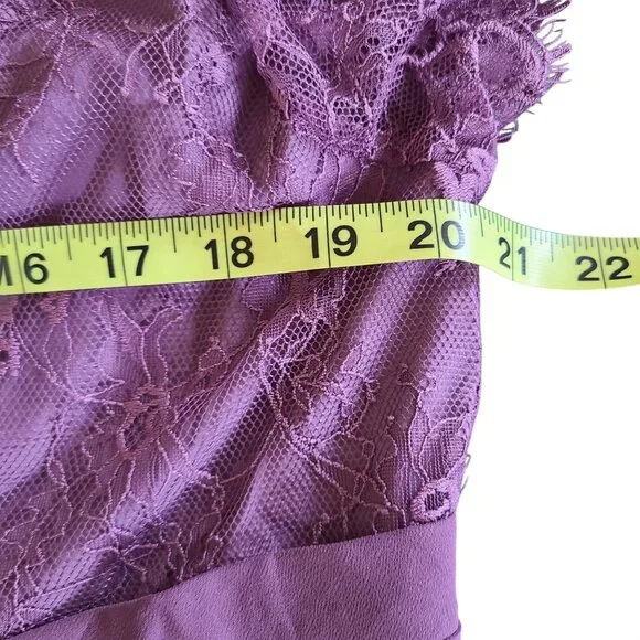 Purple Lace & Chiffon Short Sleeve Formal Dress Womens Fit & Flare Style NWT - Picture 8 of 13